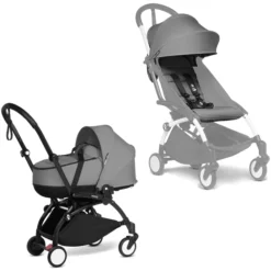 BABYZEN Kinderwagen YOYO2 0+ Black Mit Liegewanne Inkl. Textilset Grey