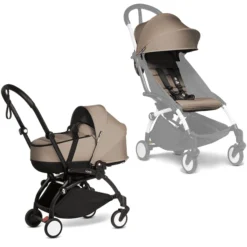 BABYZEN Kinderwagen YOYO2 0+ Black Mit Liegewanne Inkl. Textilset Taupe