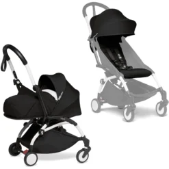 BABYZEN Kinderwagen YOYO2 0+ White Mit Neugeborenenaufsatz Inkl. Textilset Black