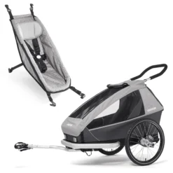 CROOZER Kinderfahrradanhänger Kid Keeke 1 Stone Grey Inklusive Babysitz Stone Grey/colored