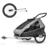 CROOZER Kinderfahrradanhänger Kid Keeke 2 Stone Grey Inklusive Jogger-Set