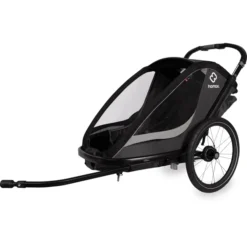 Hamax Kinderfahrradanhänger Cocoon ONE Mit Verstellbarer Schlafposition Grey/black