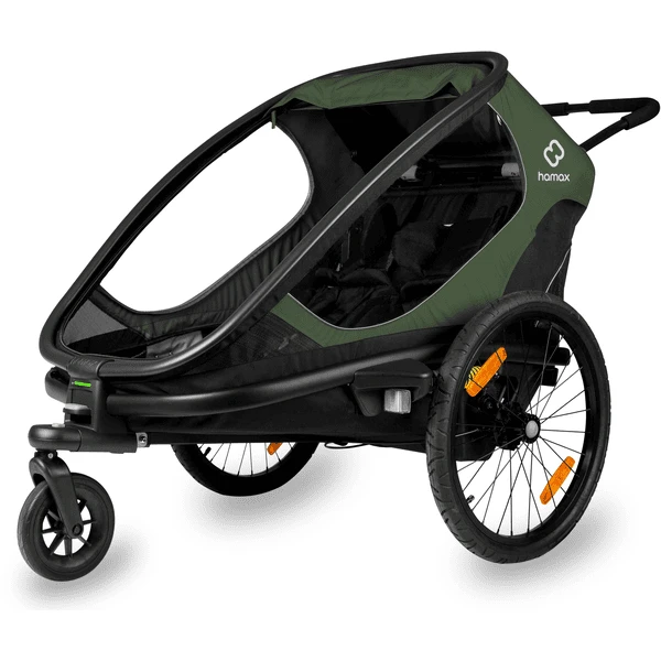 Hamax Kinderfahrradanhänger Outback Mit Rückenlehnenverstellung Green Black 1 Hamax Kinderfahrradanhänger Outback Mit Rückenlehnenverstellung Green Black