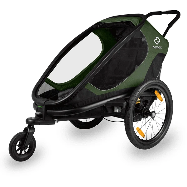 Hamax Kinderfahrradanhänger Outback ONE Mit Rückenlehnenverstellung Green/Black 1 Hamax Kinderfahrradanhänger Outback ONE Mit Rückenlehnenverstellung Green/Black